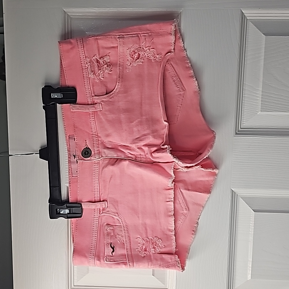 Hollister Co. Distressed Neon Pink Denim Short-shorts, Size 7/W28